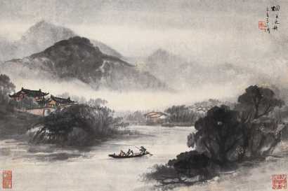 吴石僊 1899年作 烟溪泛舟 立轴